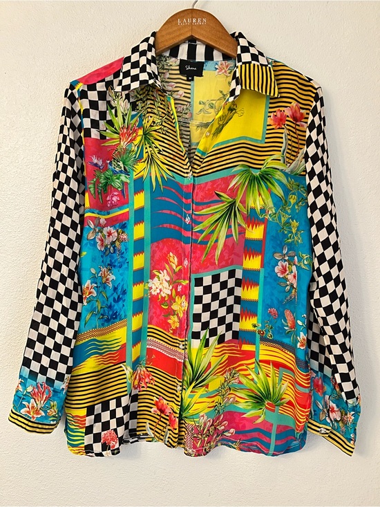 Shana Tops - Shana 100% Viscose Silk Art to Wear Blouse size M